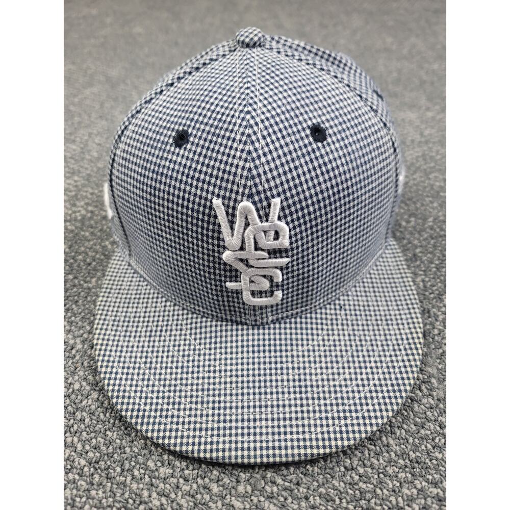 WESC We Are the Superlative Cap Hat New Era 7 1/4 Vintage Blue Check Plaid